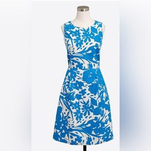J. Crew Printed Sleeveless Blue Floral A-Line Dress 00